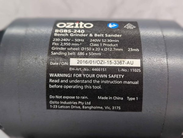Ozito Bench Grinder & Belt Sander (BGBS-240) - BP365476 - Image 5