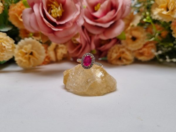 9ct Yellow Gold Sapphire and Diamond Halo Dress Ring TW339478 - Image 16