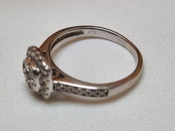 9ct White Gold Diamond Halo Cluster Ring TW365690 - Image 8