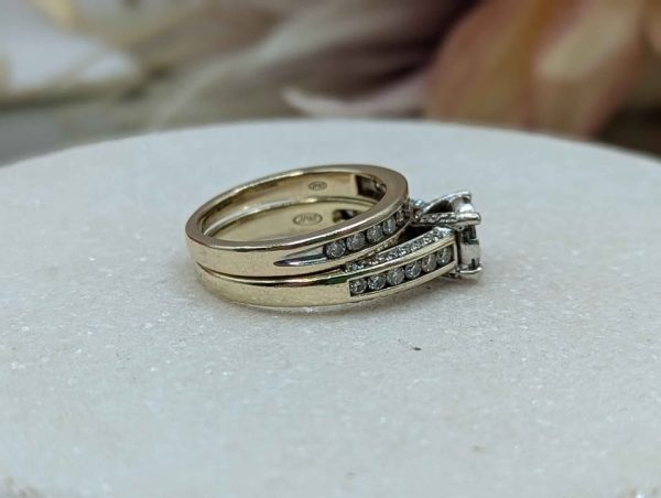 Lady's 9CT Yellow Gold Diamond Illusion Halo Bridal Set (7.9gms) - BP367124 - Image 3