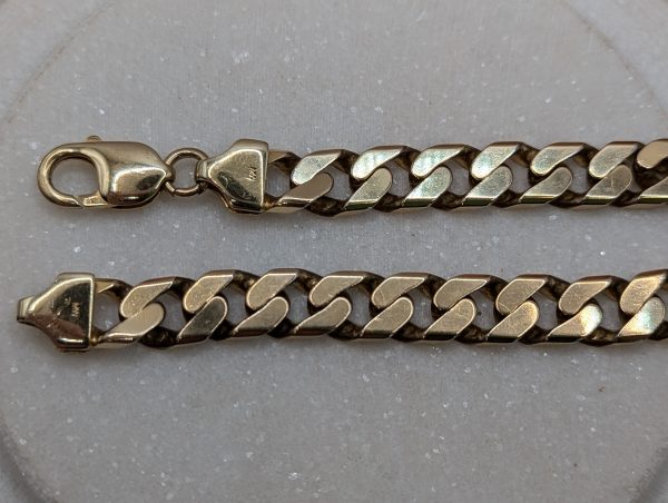 Mens 9CT Yellow Gold Flat Curblink Bracelet (34.5gms) - BP327340 - Image 5