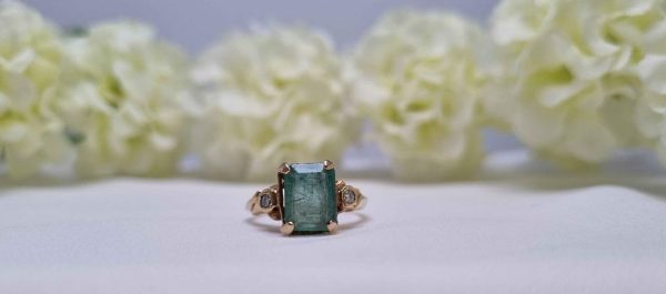 9ct Yellow Gold Emerald and Diamond Ring TW307624 - Image 26