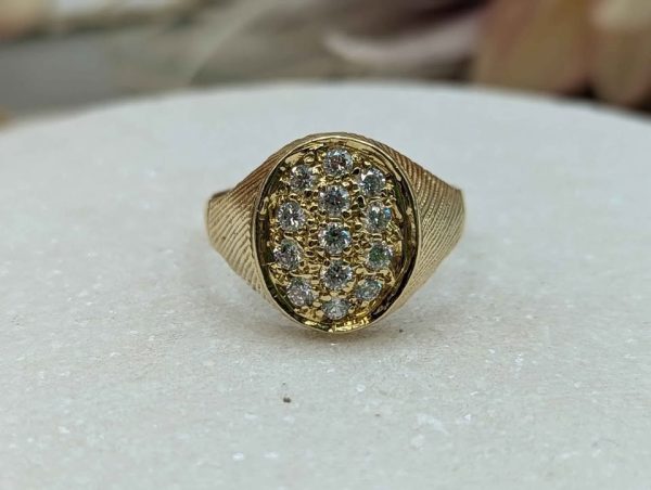 Men's 18CT Yellow Gold Clear Stone Signet Ring (6.8gms) - BP365762 - Image 2