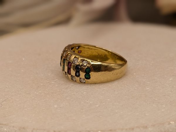 Ladies 14CT Yellow Gold CZ, Ruby, Emerald and Sapphire Dress Ring (3.8gms) - BP323117 - Image 19