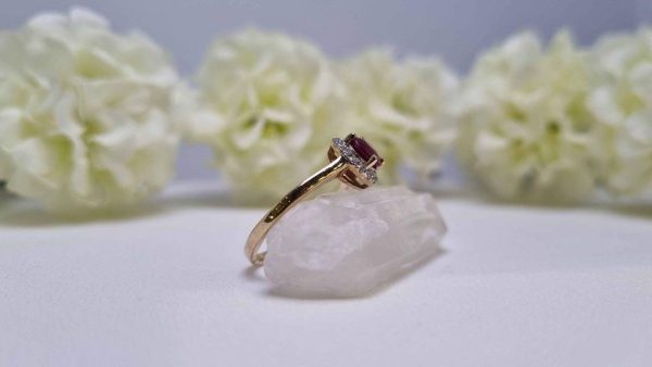 10ct Yellow Gold Ruby and Diamond Halo Ring - Image 30