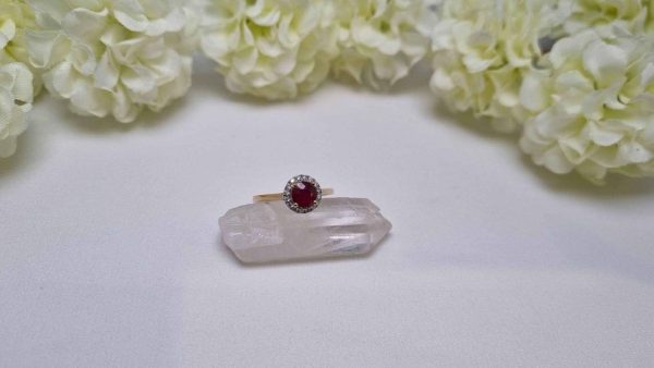 10ct Yellow Gold Ruby and Diamond Halo Ring - Image 28
