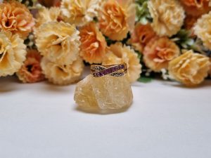 9ct Yellow Gold Diamond and Purple Stone Ring TW344242