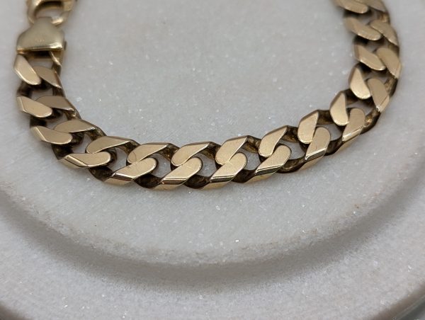 Mens 9CT Yellow Gold Flat Curblink Bracelet (34.5gms) - BP327340 - Image 3