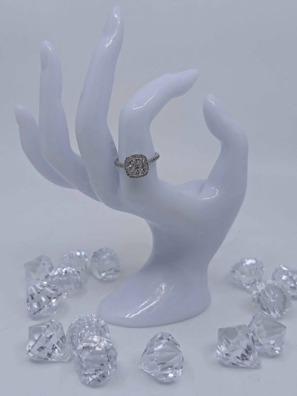Ladies 10ct White Gold Diamond Halo Ring - BL307154 - Image 6