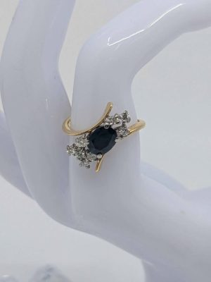 Ladies 18ct Yellow & White Gold Diamond & Sapphire Dress Ring - BL314124