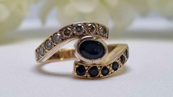 9ct Yellow Gold Diamond and Sapphire Dress Ring TW307498 - Image 29