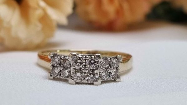 Ladies 9ct Yellow Gold Diamond Trilogy Cluster Ring TW293261 - Image 12
