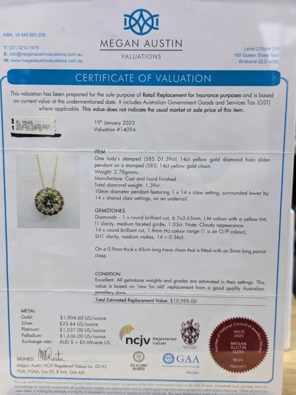 14ct Gold Necklace with Diamond Pendant - BL244169 - Image 20
