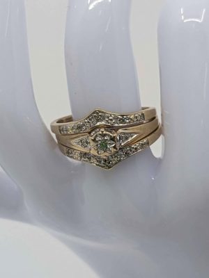 Ladies 9ct Yellow Gold Diamond Illusion 3 Ring Set - BL329724