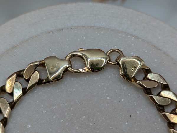 Mens 9CT Yellow Gold Flat Curblink Bracelet (34.5gms) - BP327340 - Image 2