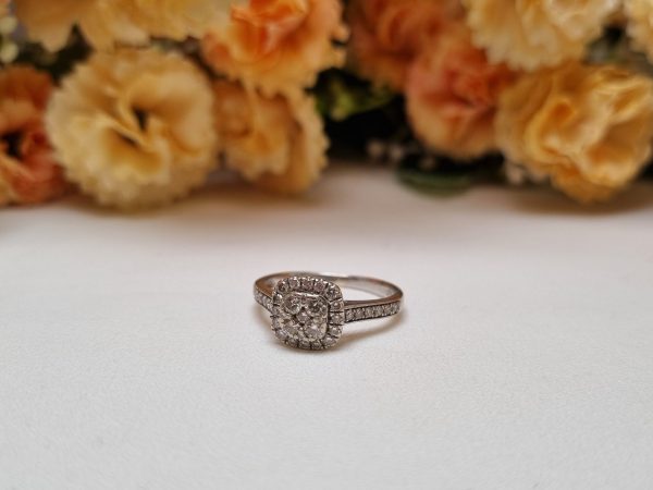 9ct White Gold Diamond Halo Cluster Ring TW365690 - Image 7