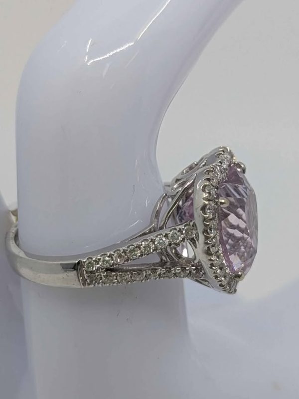 Ladies 14ct White Gold Diamond and Kunzite Heart Ring - BL271451 - Image 7
