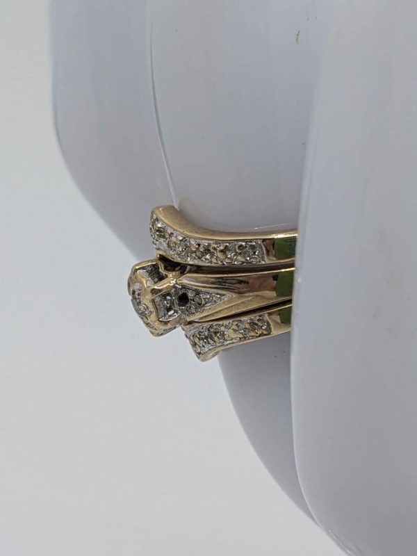 Ladies 9ct Yellow Gold Diamond Illusion 3 Ring Set - BL329724 - Image 6