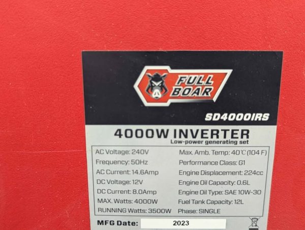 Full Boar 4000W Petrol Inverter Generator (SD4000IRS) - BP368325 - Image 5