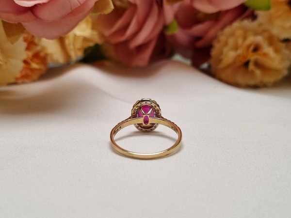 9ct Yellow Gold Sapphire and Diamond Halo Dress Ring TW339478 - Image 13