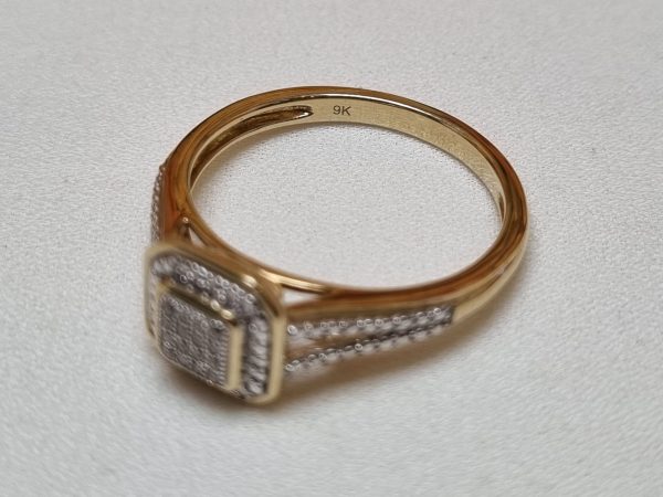 9ct Yellow Gold Square Halo Cluster Ring TW365042 - Image 7