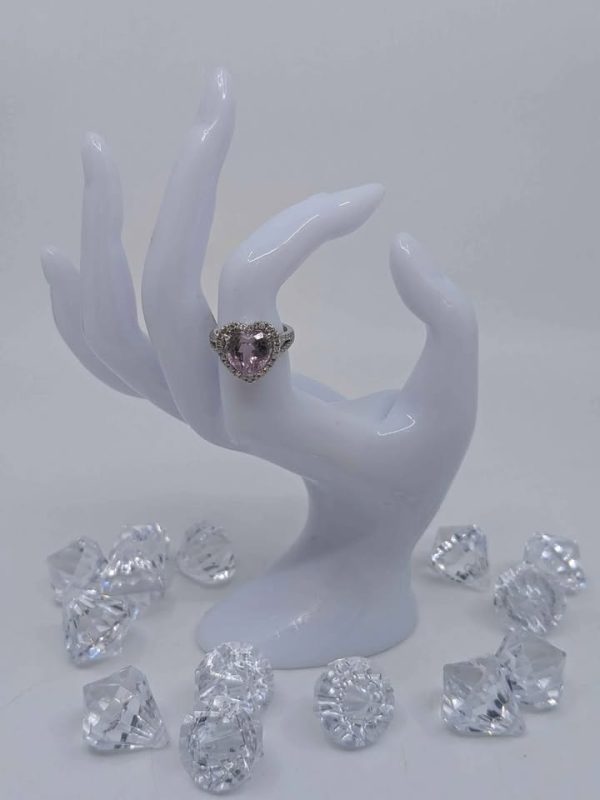 Ladies 14ct White Gold Diamond and Kunzite Heart Ring - BL271451 - Image 6