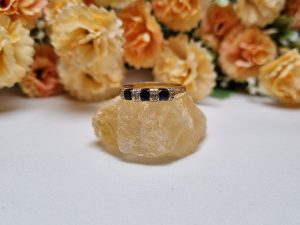 9ct Yellow Gold Blue Three Stone Ring TW368713