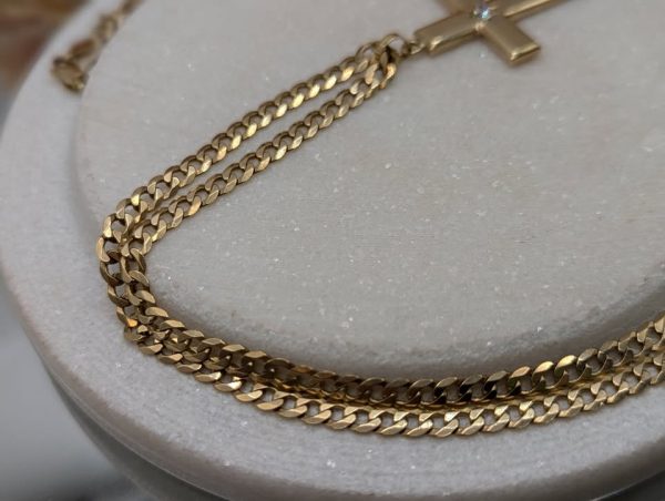 Unisex 9CT Yellow Gold Cross with Diamond Necklace (21.06gms) - BP364770 - Image 3