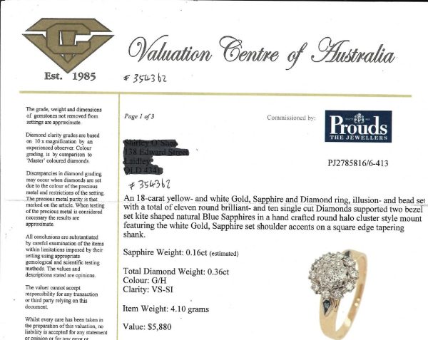 Valuated 18CT Yellow Gold Illusion Diamonds and Sapphire - IP354362 - Image 2