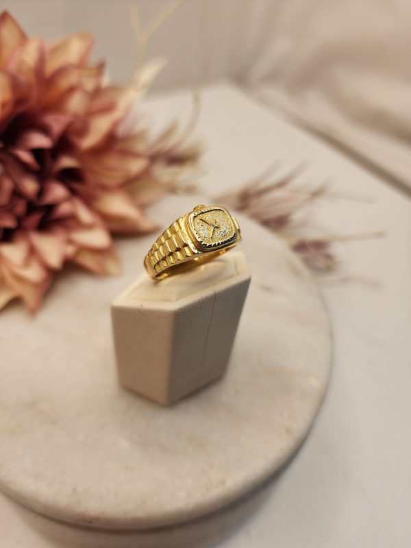 Men's 18CT Yellow Gold Clock Face Ring - IP369418 - Image 9