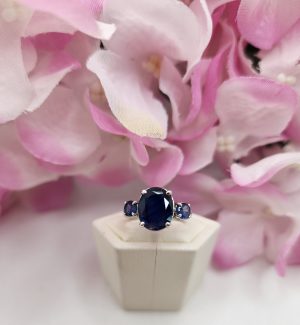 Ladies 14CT White Gold Ring with Sapphires and Diamonds - IP304968