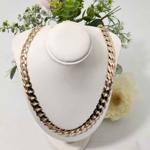 MENS 9CT YELLOW GOLD FLAT LINK NECKLACE #GN671069 - Image 2