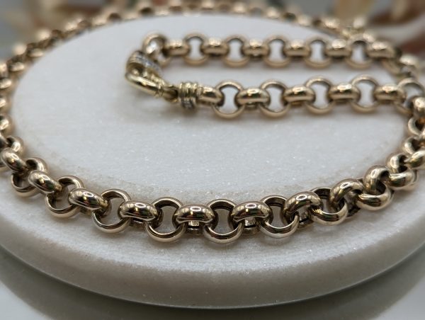 Ladies 9CT Yellow Gold CZ Belcher Chain Necklace (46.3gms)*REDUCED PRICE* - BP296414 - Image 4