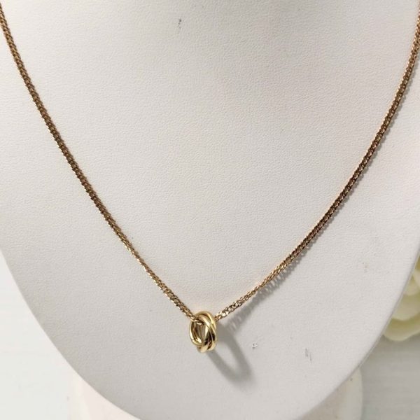 LADIES 9CT YELLOW GOLD CHAIN WITH SWIRLY PENDANT #GN370816 - Image 3