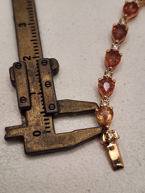 Ladies 14CT Rose Gold Bracelet with Orange Sapphires and Diamonds - IP304965 - Image 20