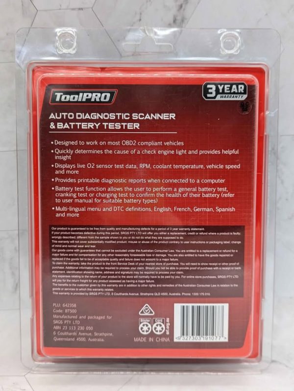 Sealed ToolPRO OBDII+Battery Tester (BT500) - BP371034 - Image 3