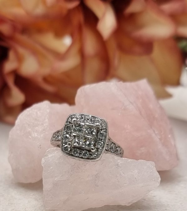 Valuated 14 CT White Gold Cluster/Halo Diamond Ring - IP309561 - Image 6