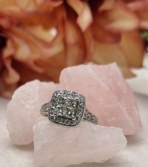 Valuated 14 CT White Gold Cluster/Halo Diamond Ring - IP309561