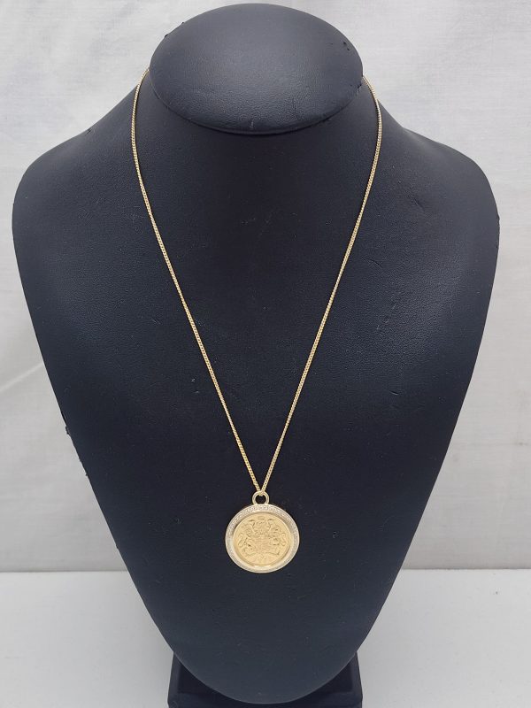 22CT Full Sovereign Pendant with 0.30 Carat TW of Diamonds in Yellow Gold - IP315937 - Image 4