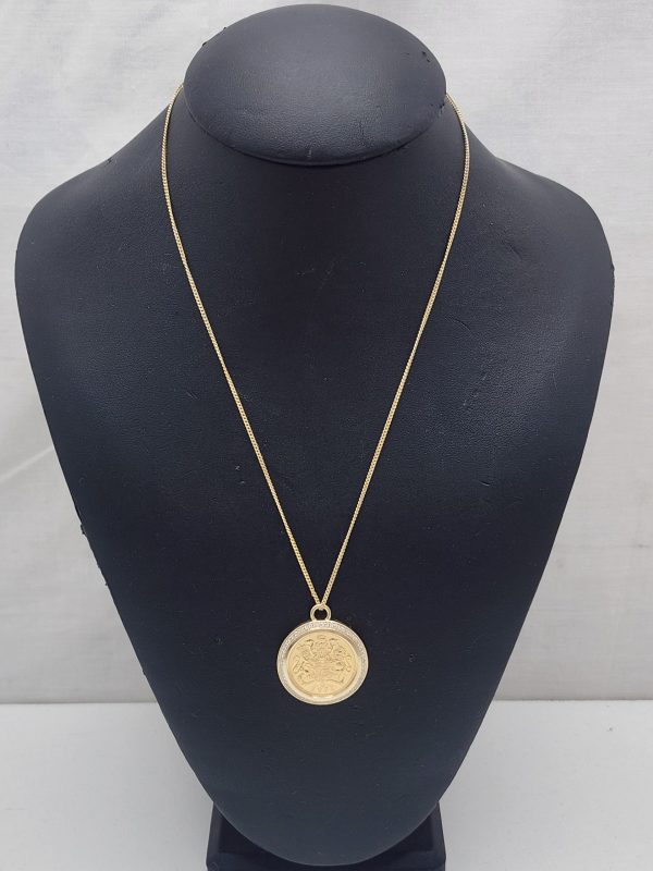 22CT Full Sovereign Pendant with 0.30 Carat TW of Diamonds in Yellow Gold - IP315937 - Image 9