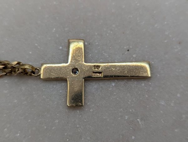 Unisex 9CT Yellow Gold Cross with Diamond Necklace (21.06gms) - BP364770 - Image 7