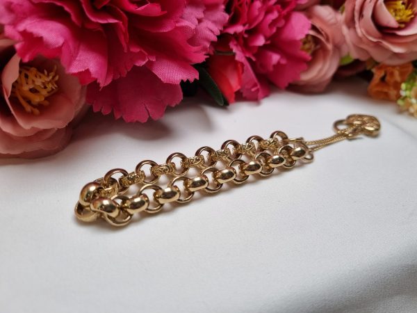 9ct Yellow Gold Belcher Heart Locket Bracelet TW326437 - Image 5