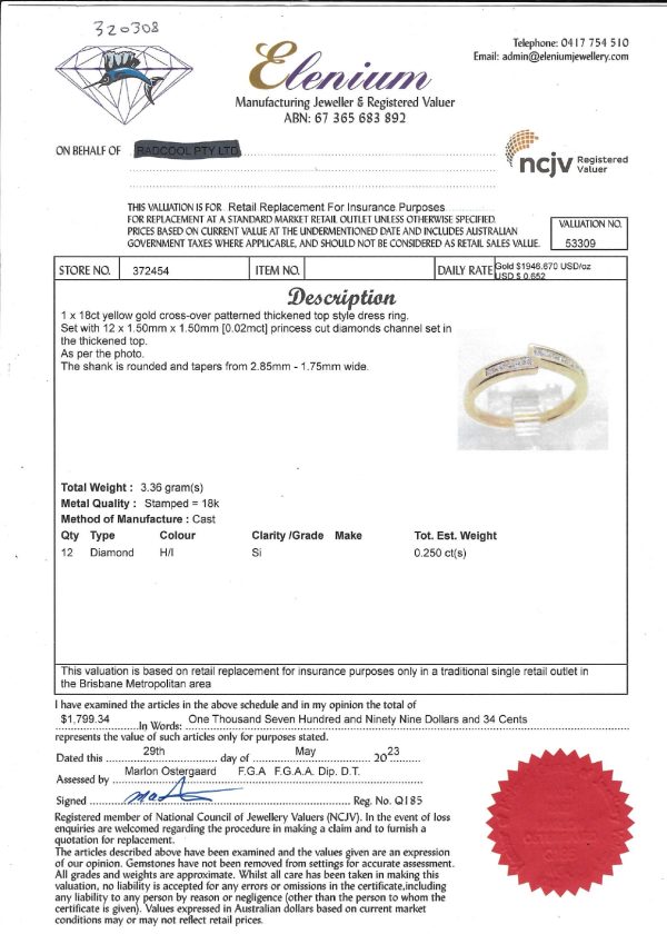 Ladies 18CT Yellow Gold Cross-Over Diamond Ring- IP320308 - Image 13