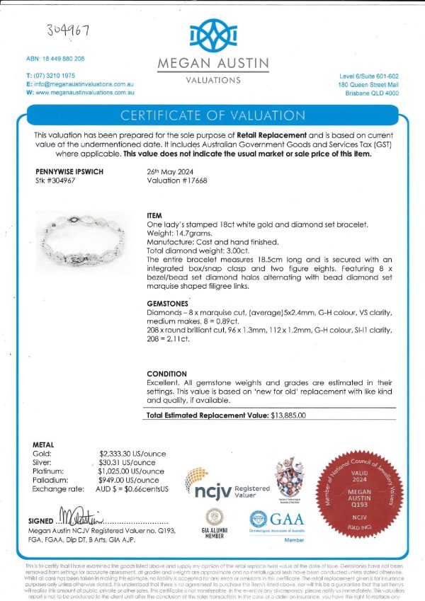 Valuated 18CT White Gold and Diamond Bracelet - IP304967 - Image 12