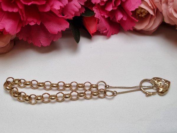 9ct Yellow Gold Belcher Heart Locket Bracelet TW355692 - Image 5