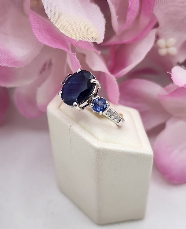 Ladies 14CT White Gold Ring with Sapphires and Diamonds - IP304968 - Image 14