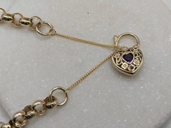 Ladies 9ct Yellow Gold Heart Locket Belcher Chain Bracelet (15.3gms) - BP367740 - Image 6