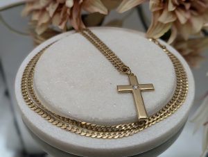 Unisex 9CT Yellow Gold Cross with Diamond Necklace (21.06gms) - BP364770