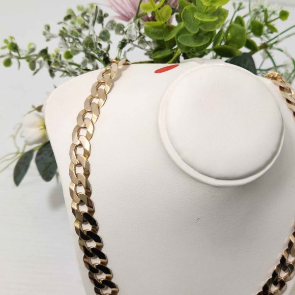 MENS 9CT YELLOW GOLD FLAT LINK NECKLACE #GN671069 - Image 4