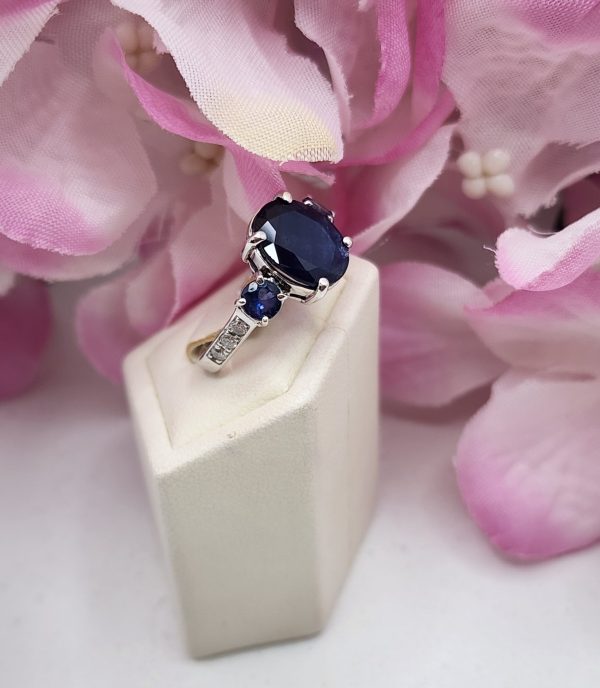 Ladies 14CT White Gold Ring with Sapphires and Diamonds - IP304968 - Image 15